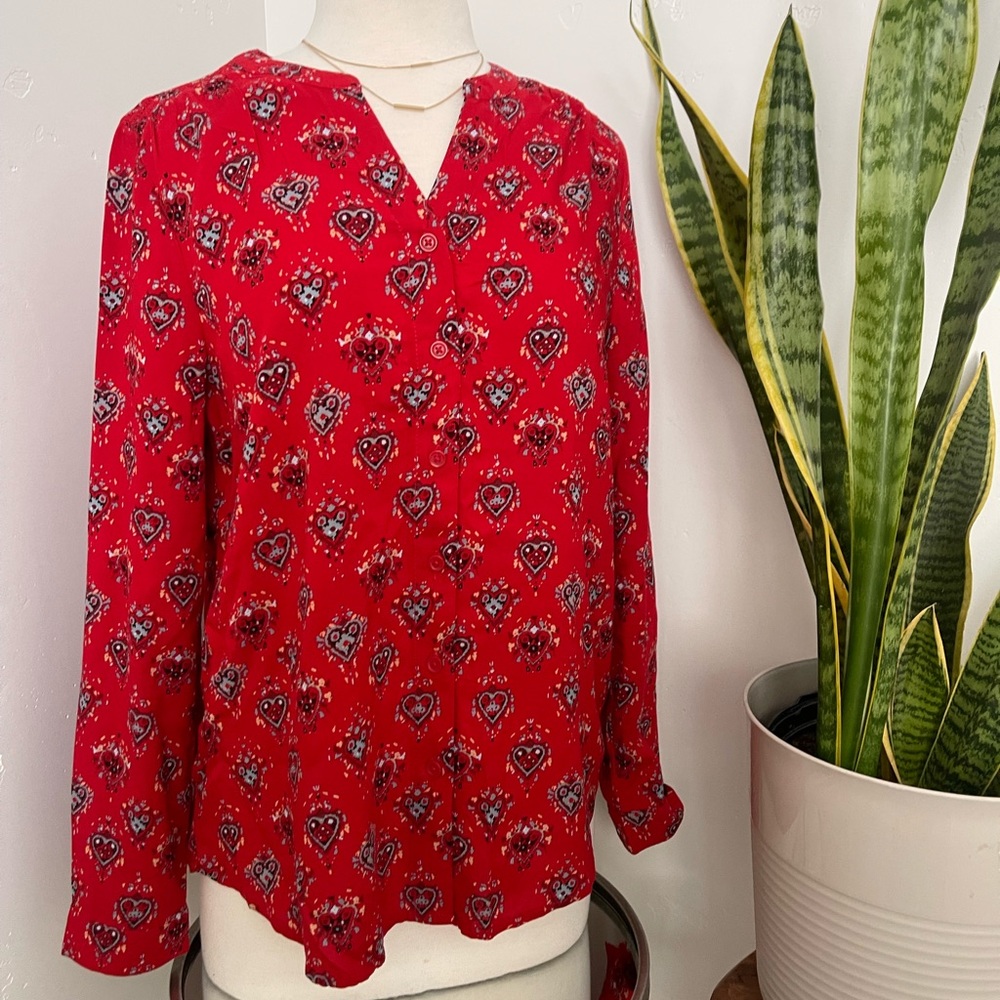 Beachlunchlounge Vibrant Patterned Button Up Blou… - image 1